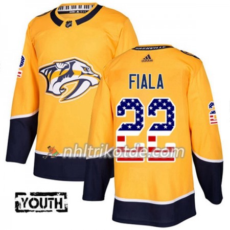 Nashville Predators Trikot Kevin Fiala 22 Adidas 2017-2018 Gold USA Flag Fashion Authentic - Kinder